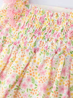 Rylee Faith Designs Floral Girls Smocked Ruffle Romper - 