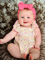 Rylee Faith Designs Floral Girls Smocked Ruffle Romper - 