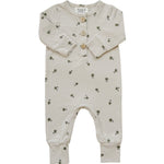 Mebie Baby Floral Long Sleeve Button Romper for Babies Soft Cotton - 