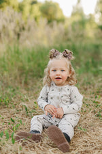 Mebie Baby Floral Long Sleeve Button Romper for Babies Soft Cotton - 