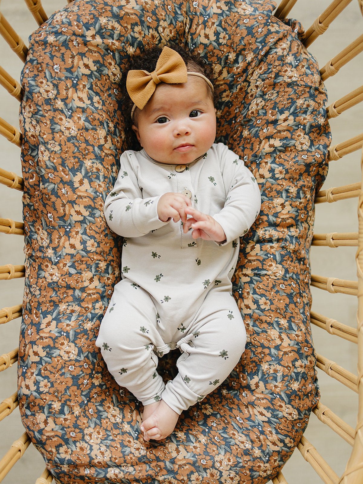 Mebie Baby Floral Long Sleeve Button Romper for Babies Soft Cotton - 