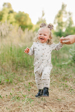 Mebie Baby Floral Long Sleeve Button Romper for Babies Soft Cotton - 