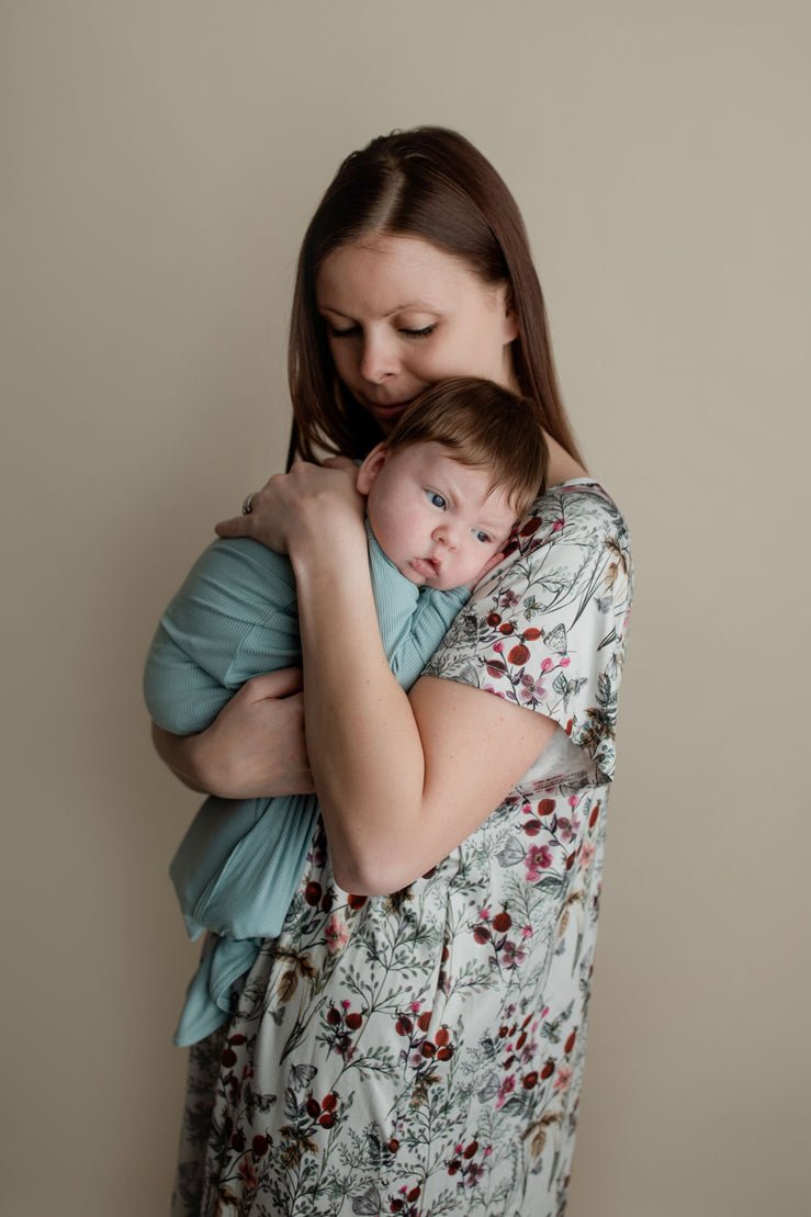 Three Little Tots Floral Mommy Labor and Delivery Nursing Hospital Gown - 