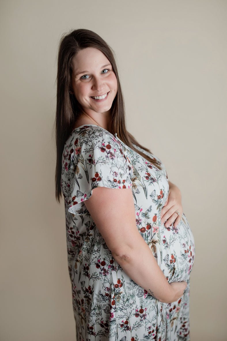 Three Little Tots Floral Mommy Labor and Delivery Nursing Hospital Gown - 