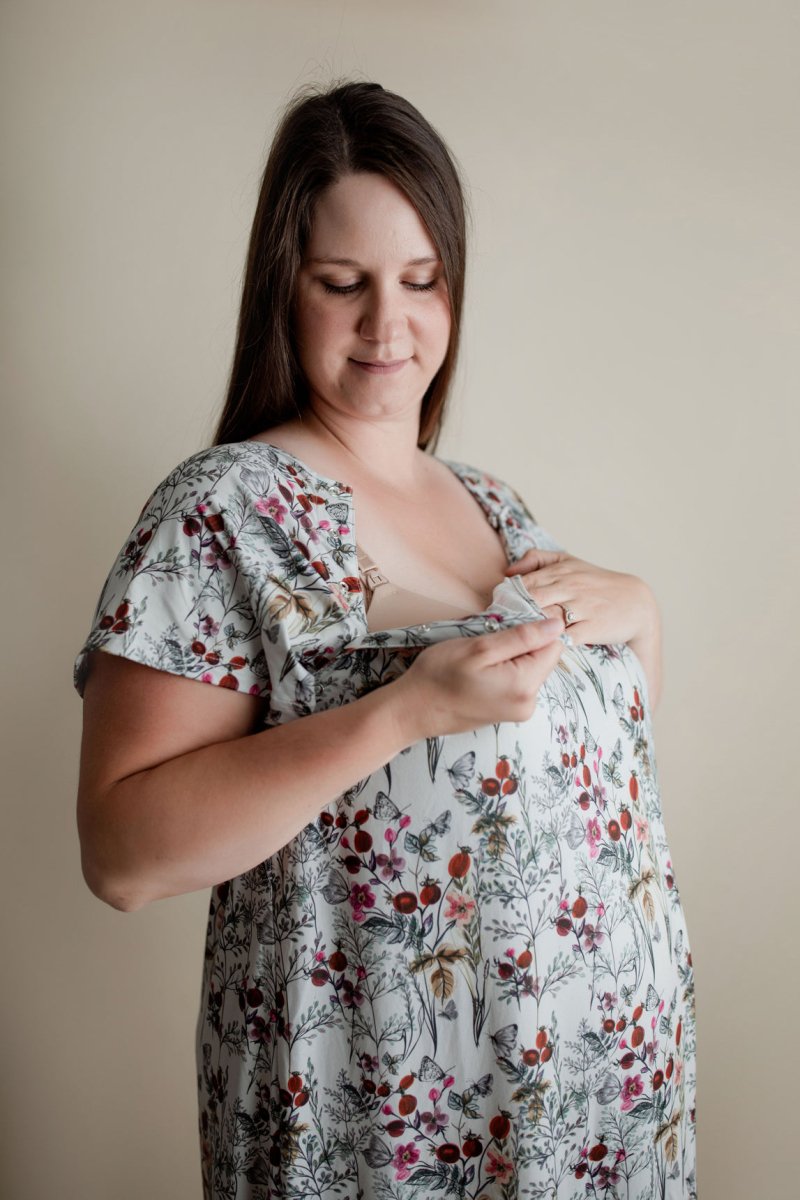 Three Little Tots Floral Mommy Labor and Delivery Nursing Hospital Gown - 