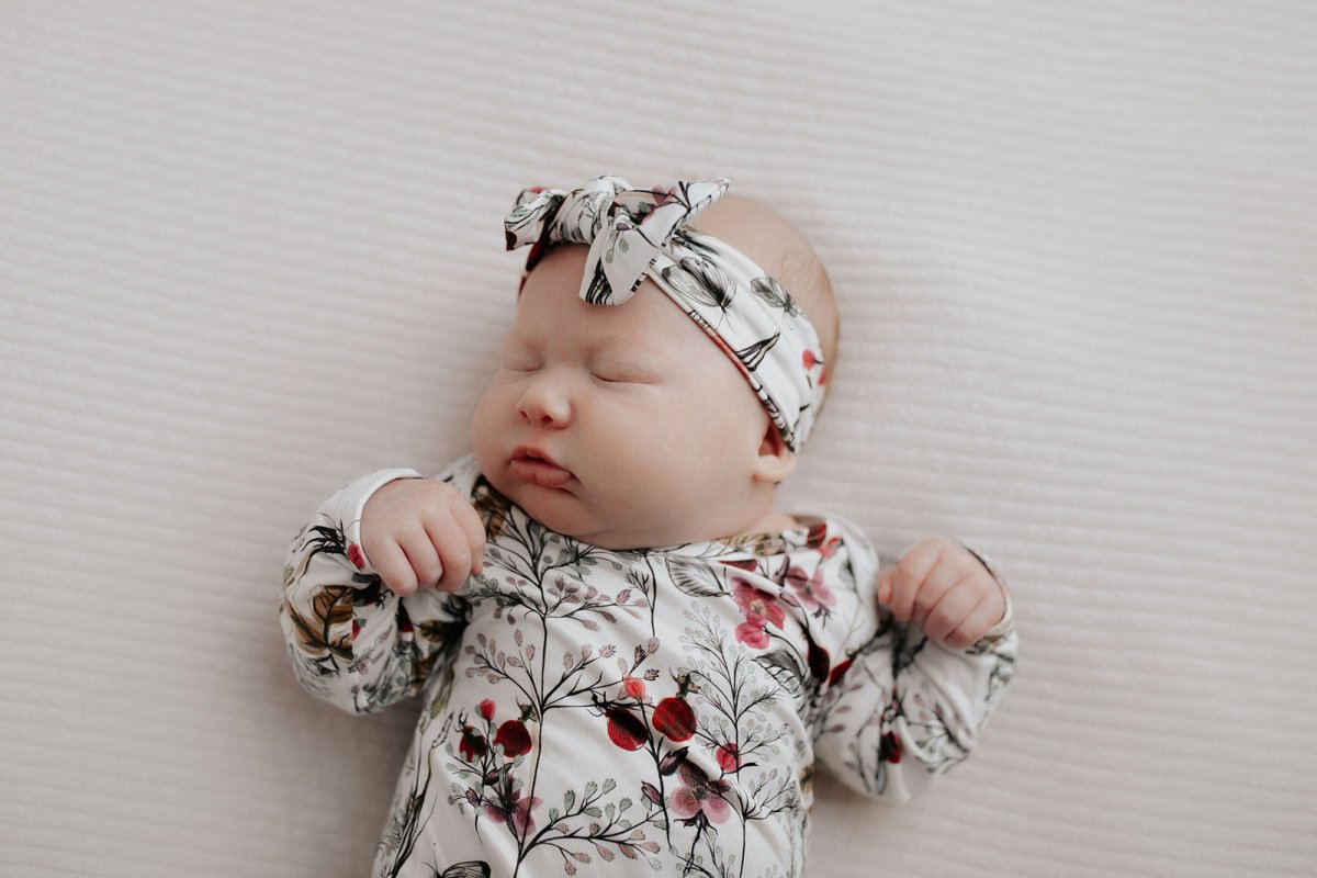 Three Little Tots Floral Newborn Knotted Baby Gown - 