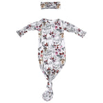 Three Little Tots Floral Newborn Knotted Baby Gown - 