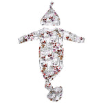 Three Little Tots Floral Newborn Knotted Baby Gown - 
