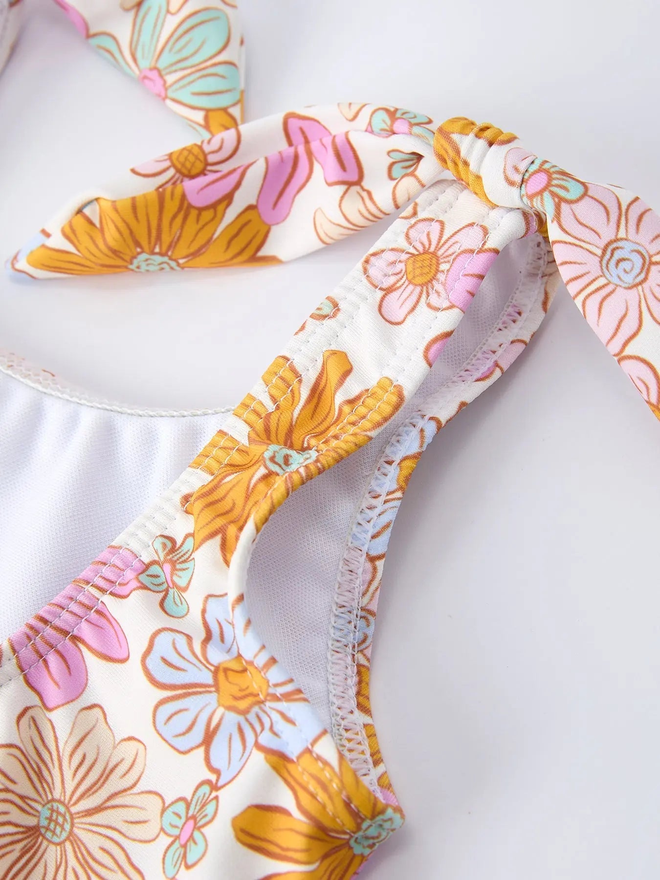 Rylee Faith Designs Floral Print Girls Ruffle Leg One Piece Swimsuit - 