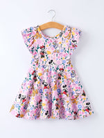 Rylee Faith Designs Floral Print Purple Girls' Dress - 