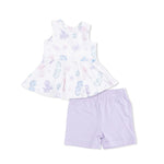 Angel Dear Floral Sea Creatures - Peplum Tank Top and Bike Short - 