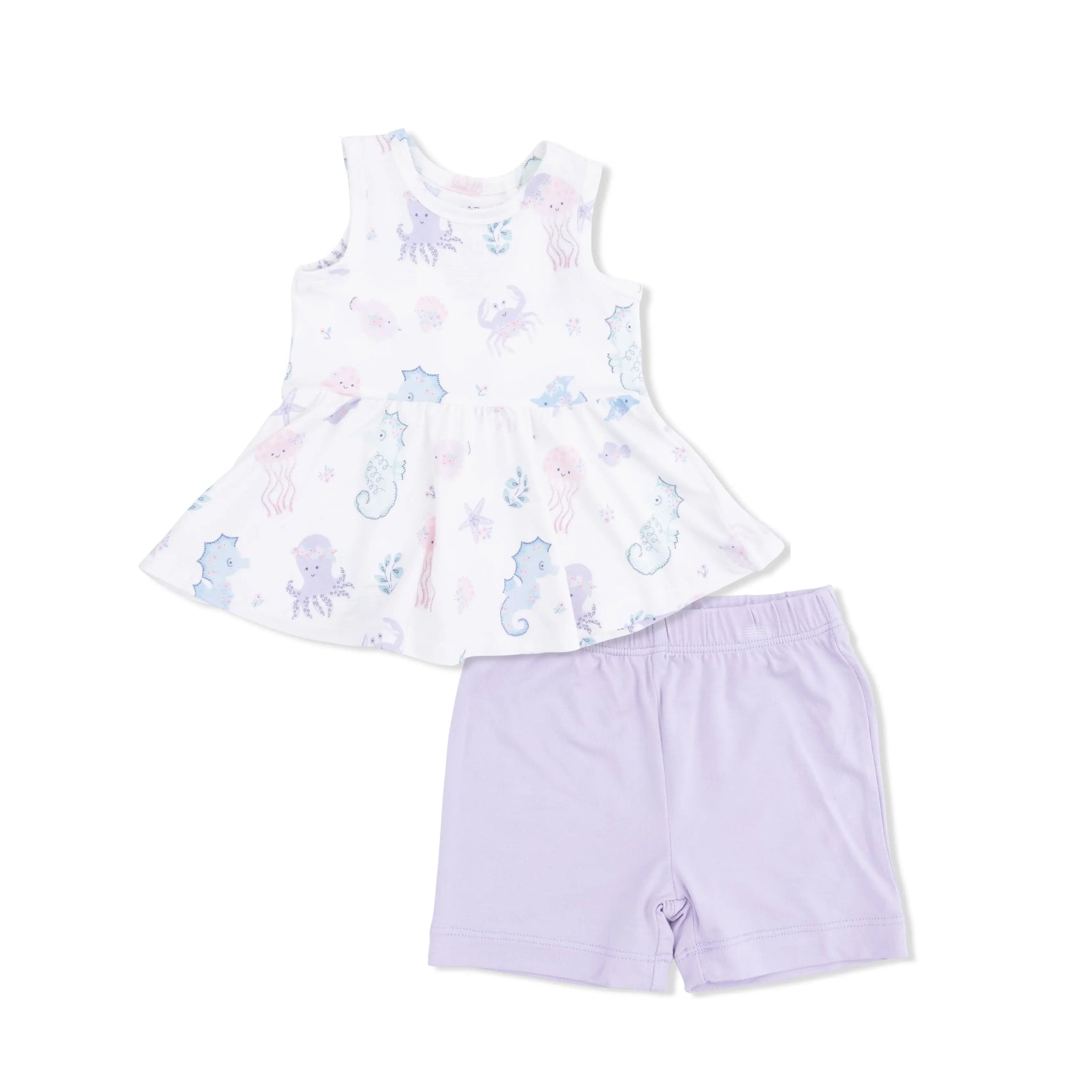 Angel Dear Floral Sea Creatures - Peplum Tank Top and Bike Short - 