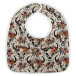 Texas Tushies Floral Skulls Embroidery Flip Bib With Pocket For Drool - 