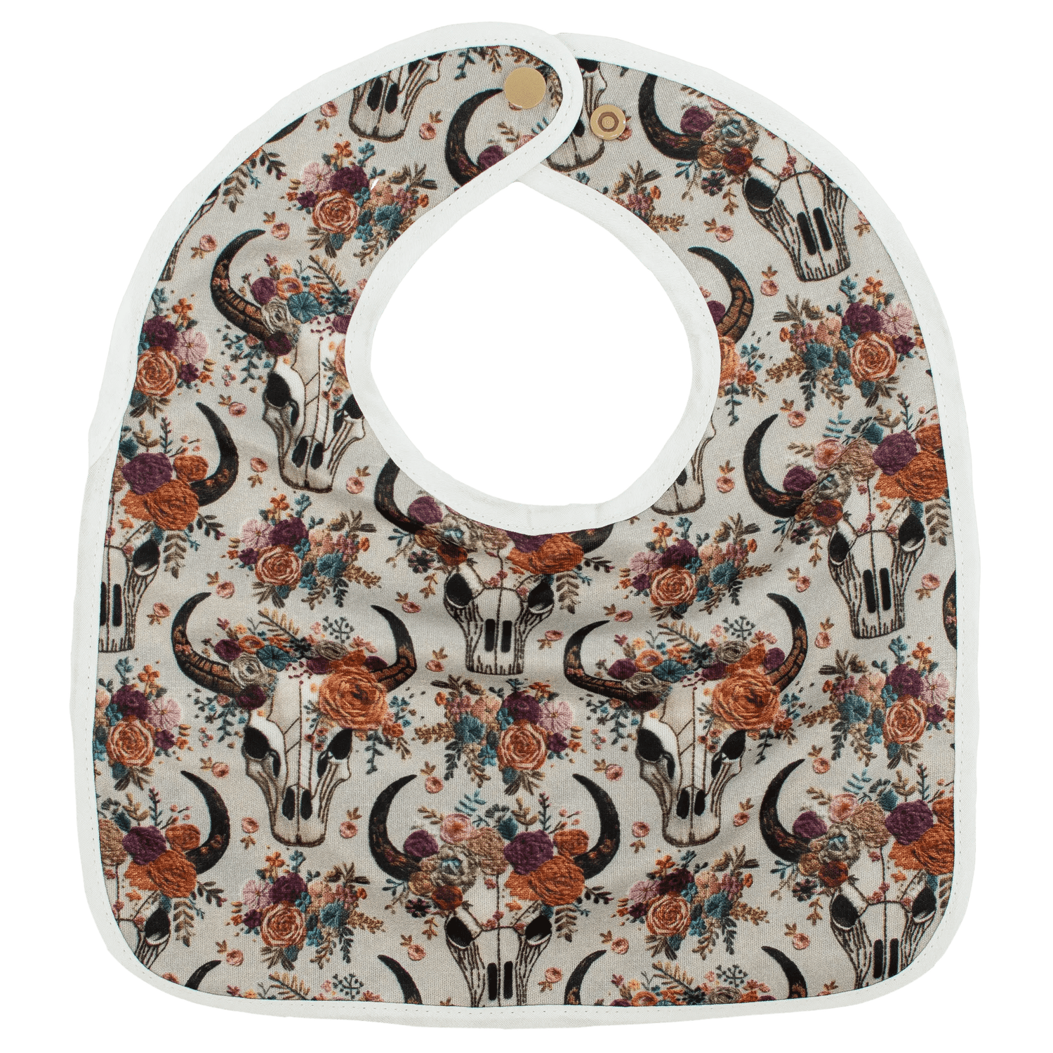 Texas Tushies Floral Skulls Embroidery Flip Bib With Pocket For Drool - 