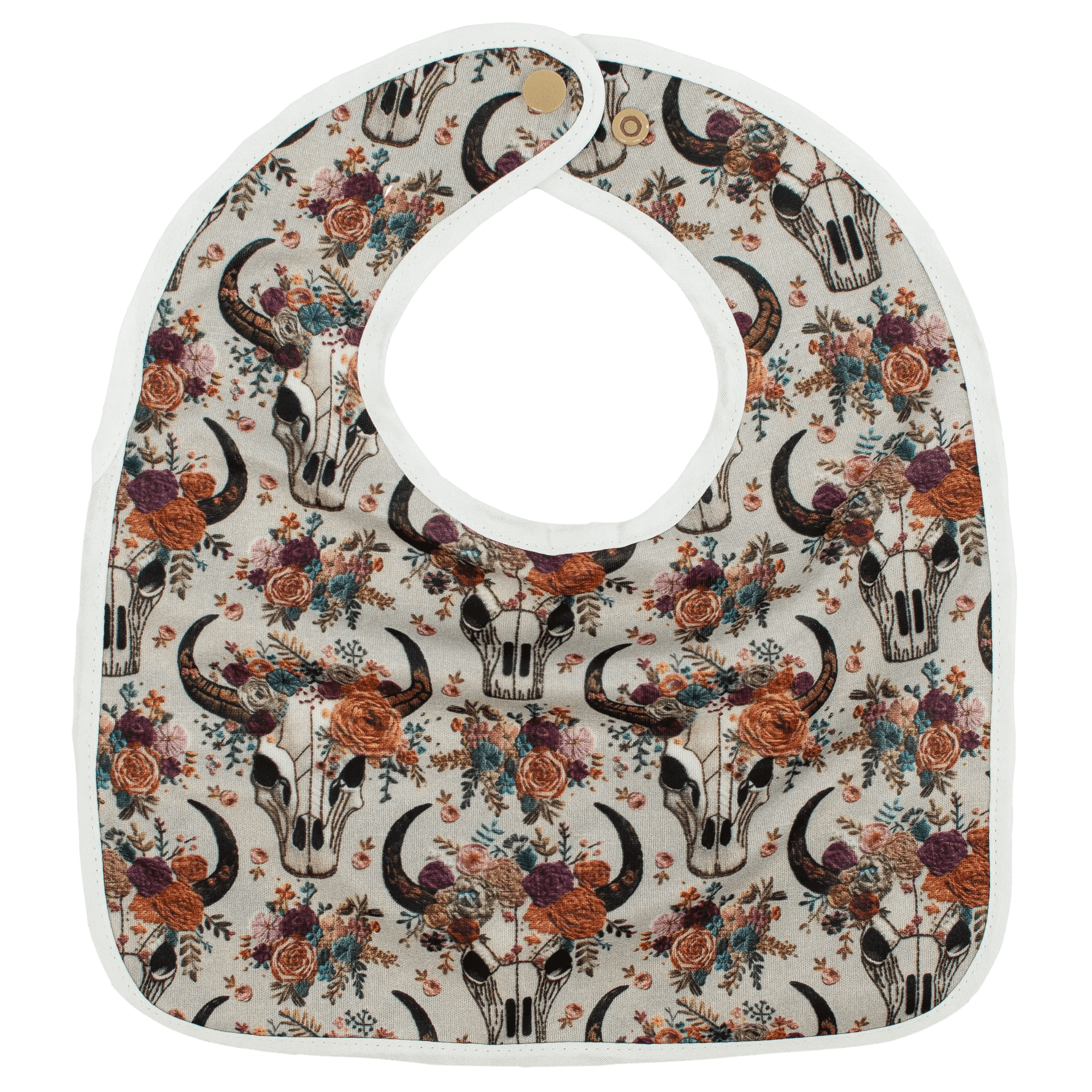 Texas Tushies Floral Skulls Embroidery Flip Bib With Pocket For Drool - 