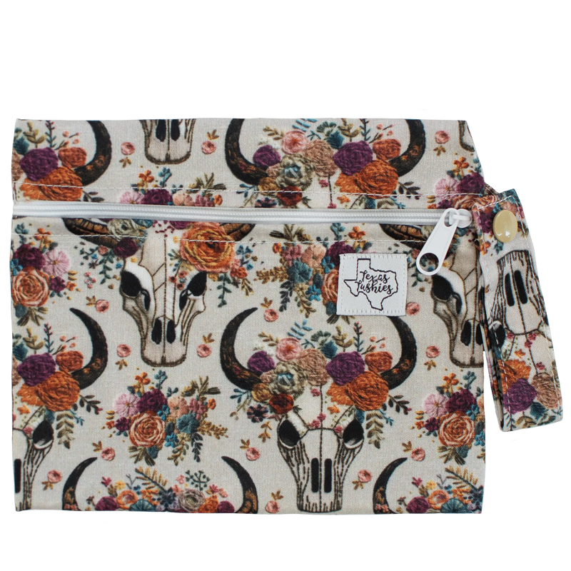 Floral Skulls Embroidery - Mini Wet Bag - Everetts Place: Online Boutique