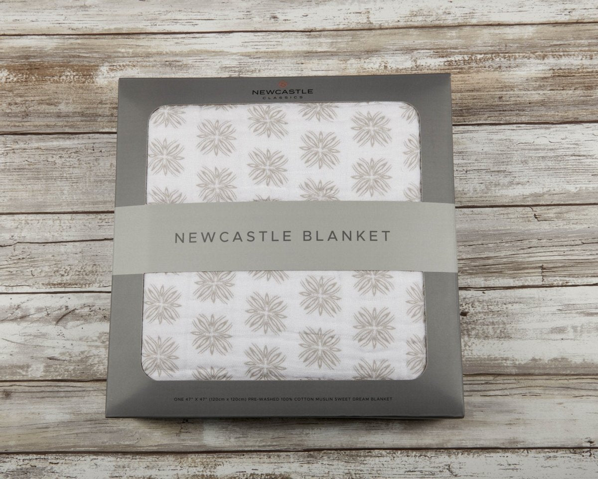 Newcastle Classics Flower Child Cotton Muslin Blanket with Four Layers for Cozy Kids - 