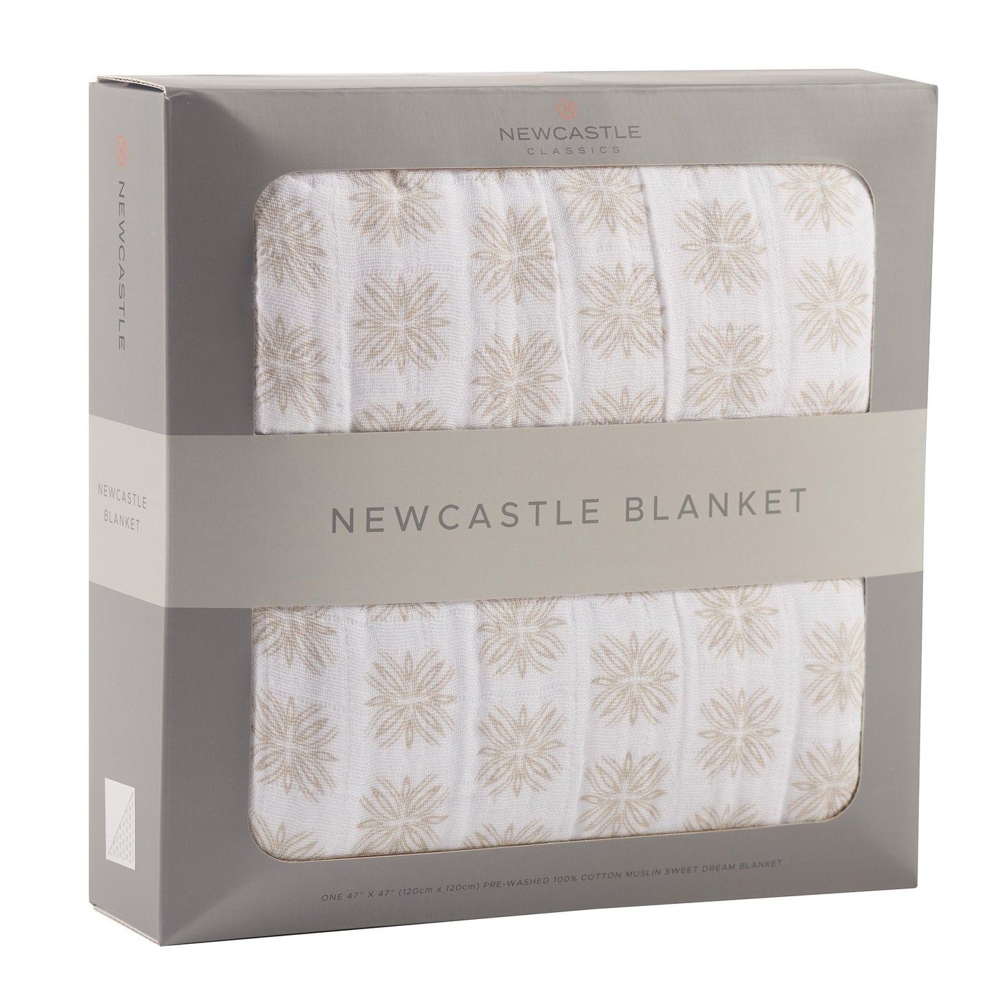Flower Child Cotton Muslin Newcastle Blanket for Kids Soft Breathable Cuddly Four Layer Natural Cotton Newcastle Classics