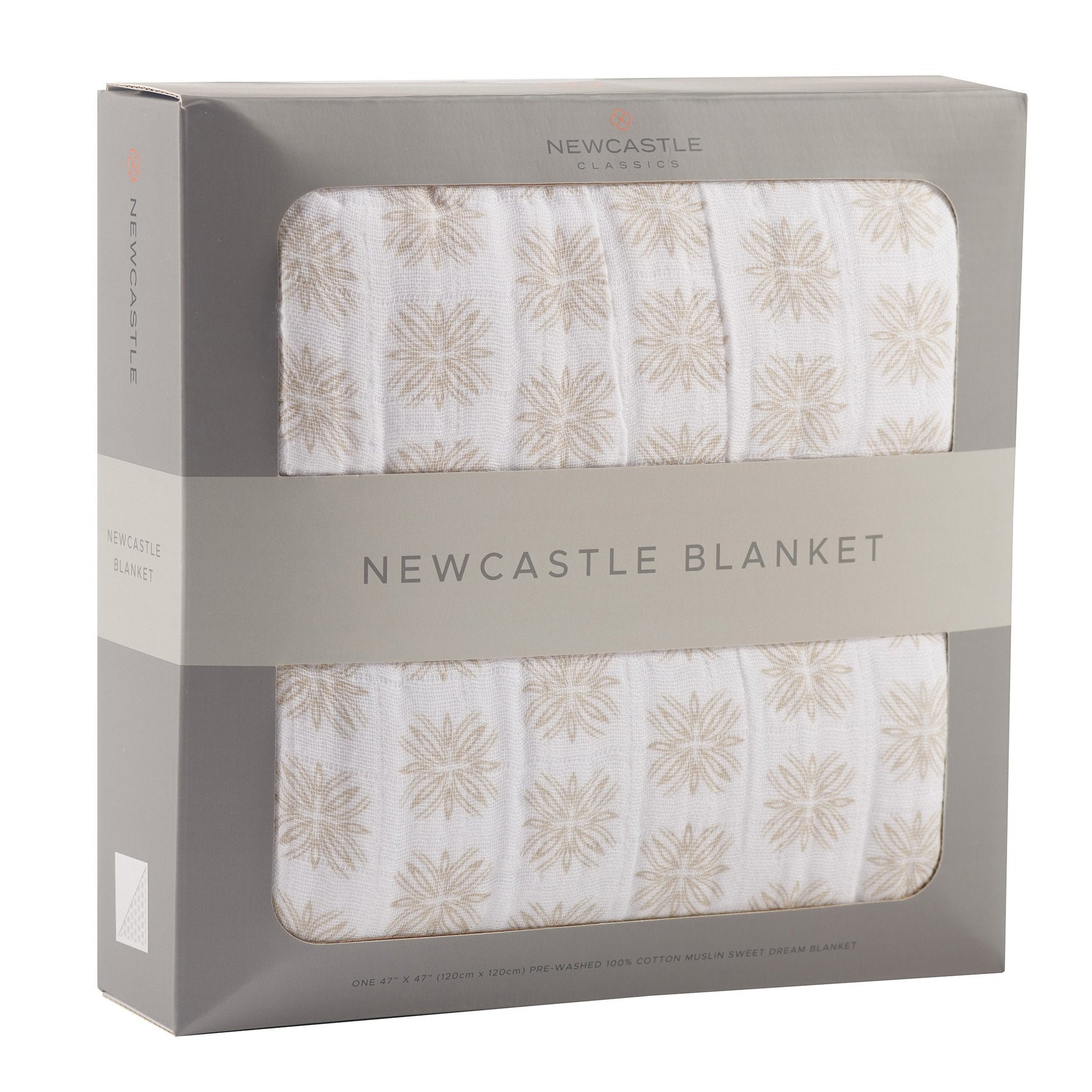 Flower Child Cotton Muslin Newcastle Blanket for Kids Soft Breathable Cuddly Four Layer Natural Cotton Newcastle Classics