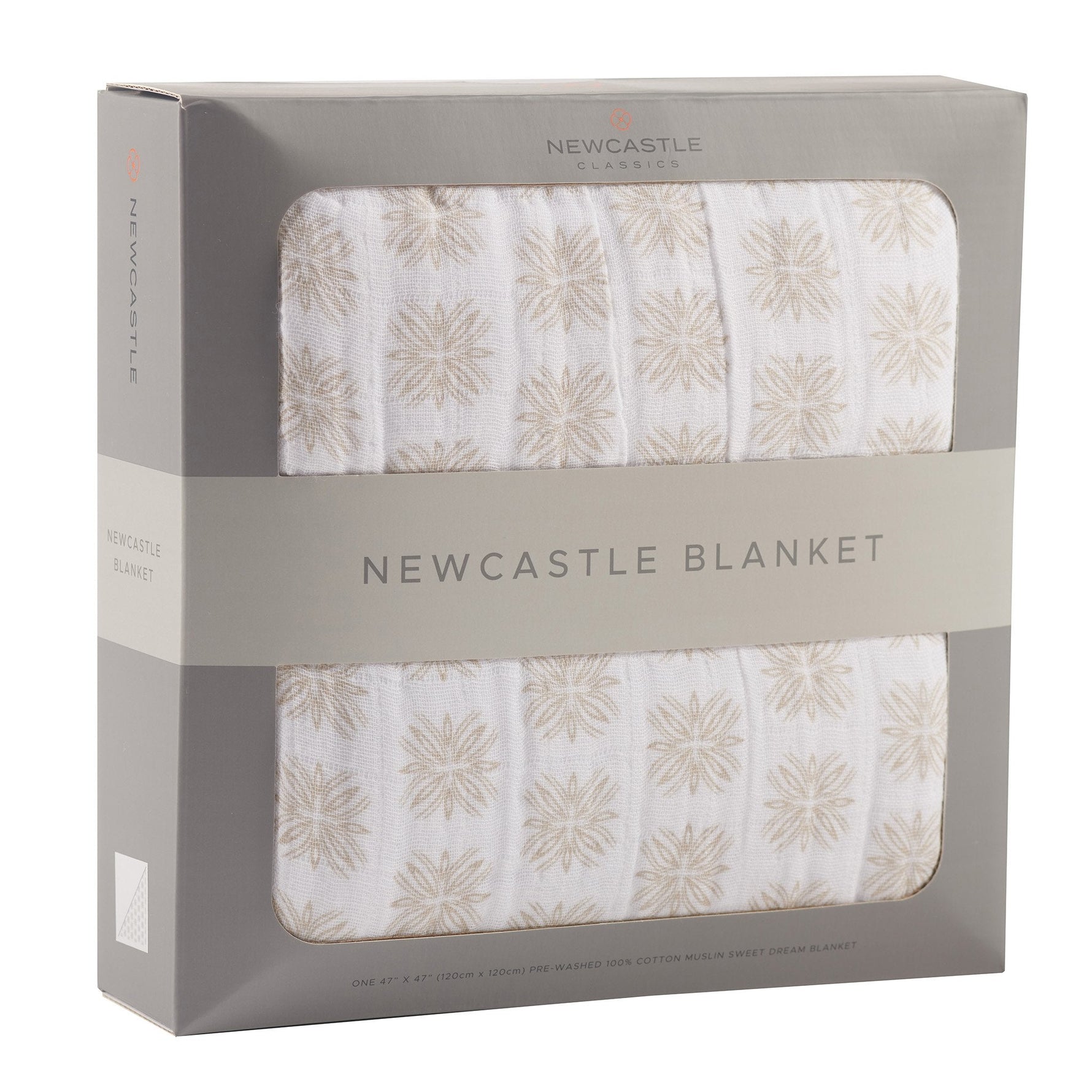 Soft organic cotton muslin baby blanket with a whimsical Flower Child floral print.