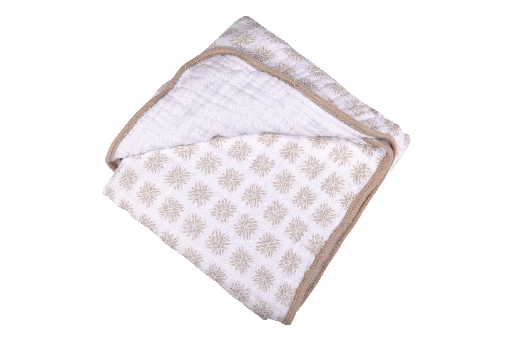 Soft organic cotton muslin baby blanket with a whimsical Flower Child floral print.