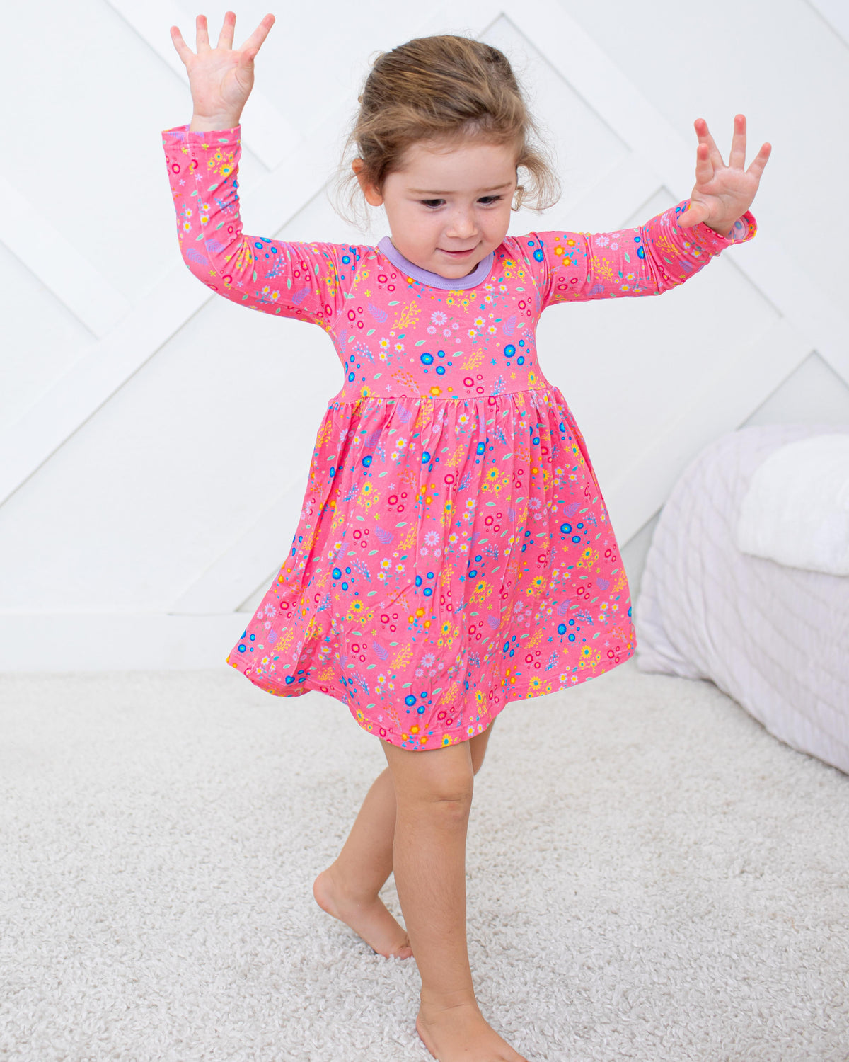 Flower Confetti L/S Dress by Bestaroo