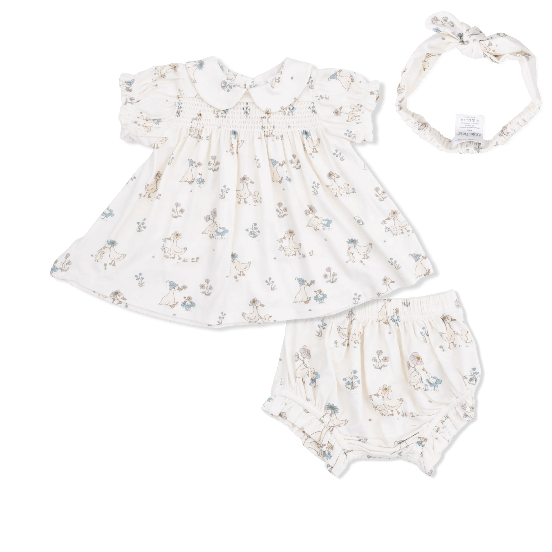 Angel Dear Flower Ducklings - Smocked Dress Set with Headband - 