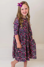 Mila & Rose ® Flower Farm 3/4 Sleeve Pocket Twirl Dress - 