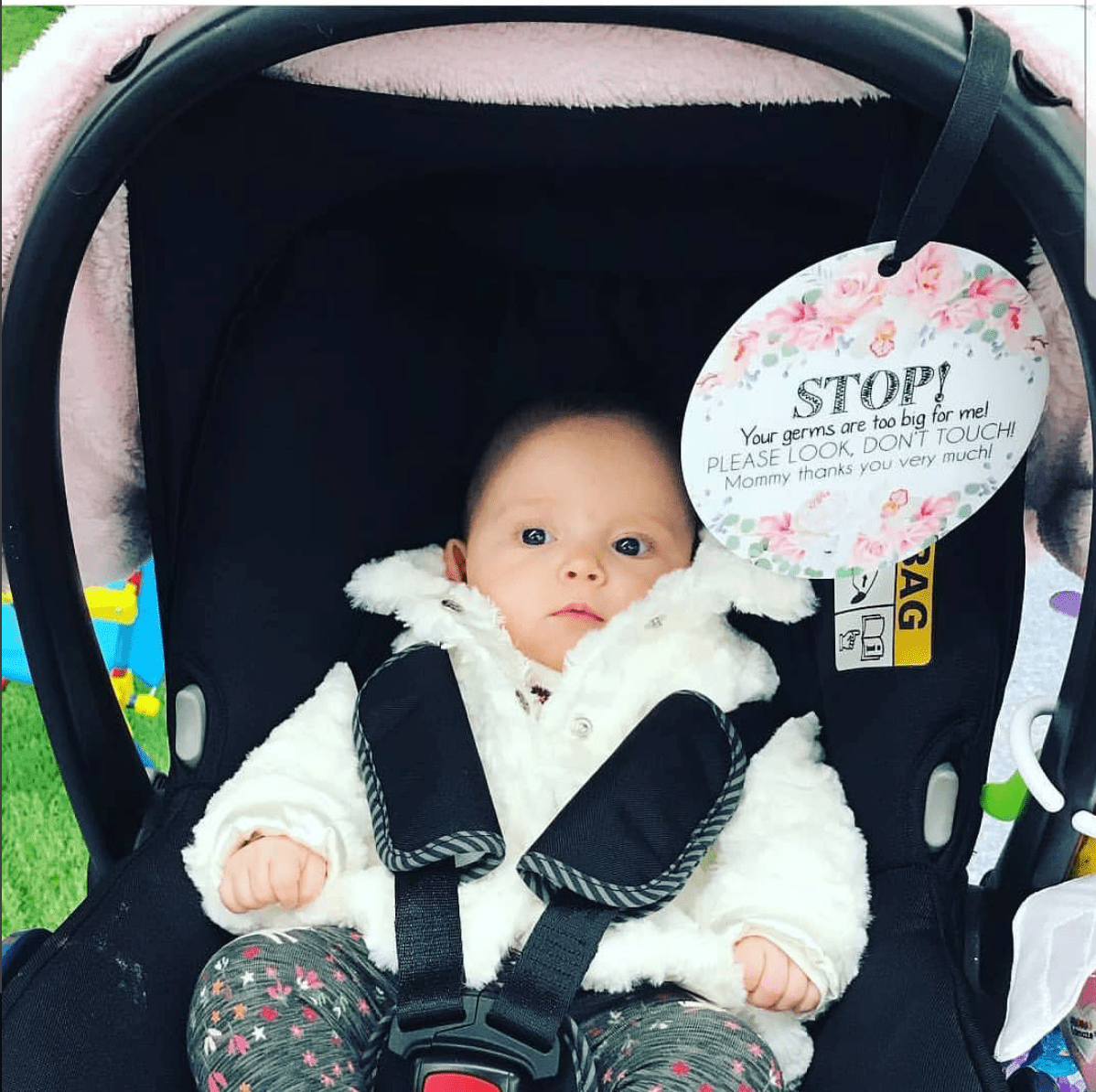 Three Little Tots Flower No Touching Baby Car Seat Sign Tag - 