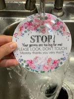 Three Little Tots Flower No Touching Baby Car Seat Sign Tag - 