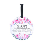 Three Little Tots Flower No Touching Baby Car Seat Sign Tag - 