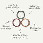 Mushie Flower Teether Bracelet for Babies - Non - Toxic Food Grade Silicone Soothing Grip - Everetts Place Boutique - 