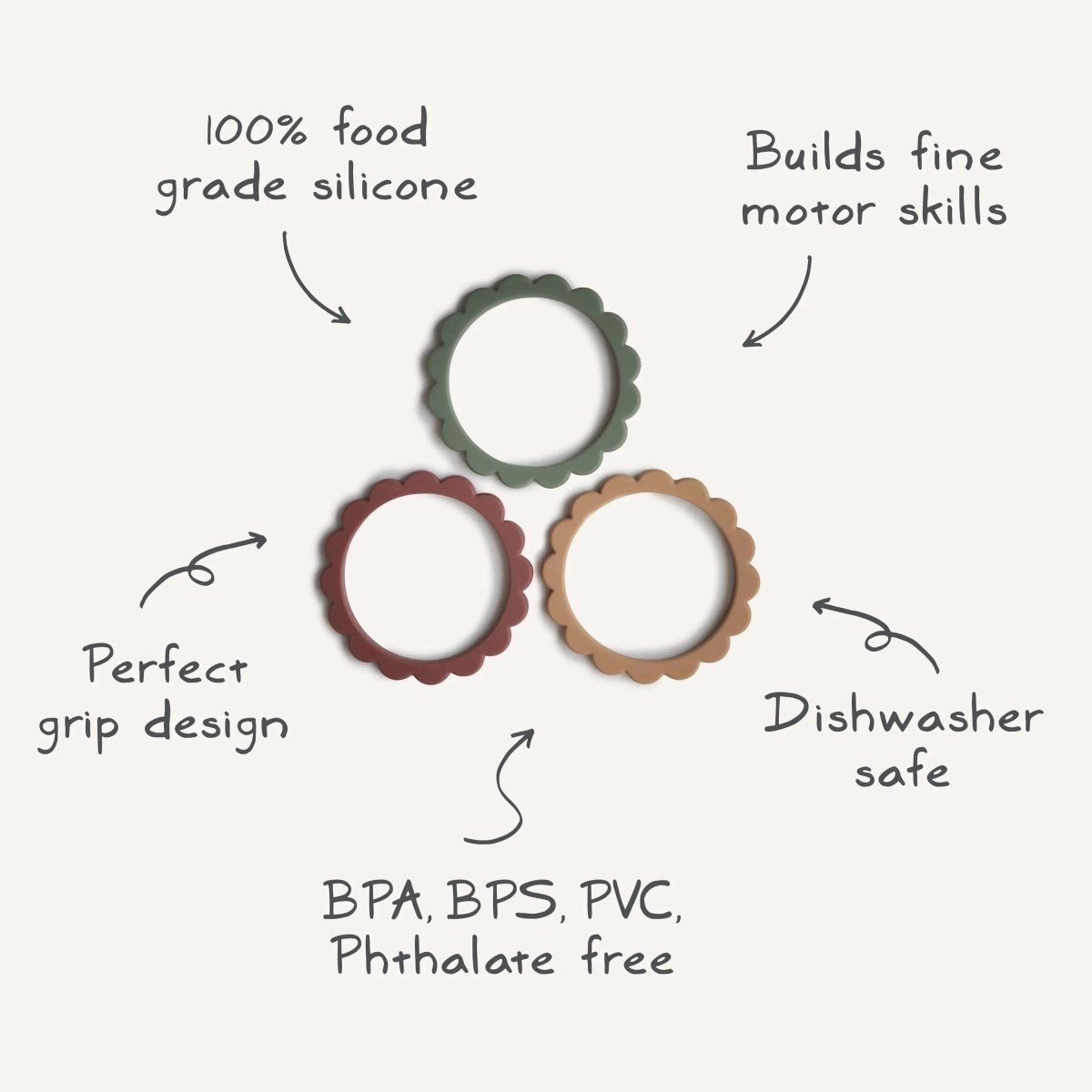 Mushie Flower Teether Bracelet for Babies - Non - Toxic Food Grade Silicone Soothing Grip - Everetts Place Boutique - 