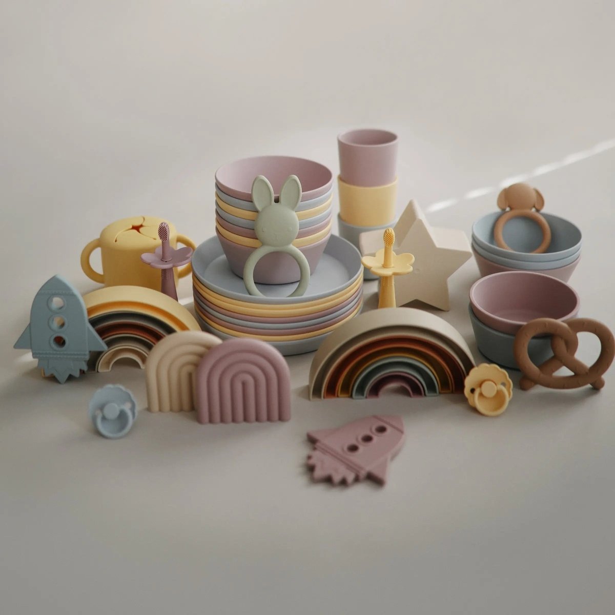 Mushie Flower Training Toothbrush for Kids - Soft Silicone Bristles for Gentle Cleaning and Gum Stimulation -