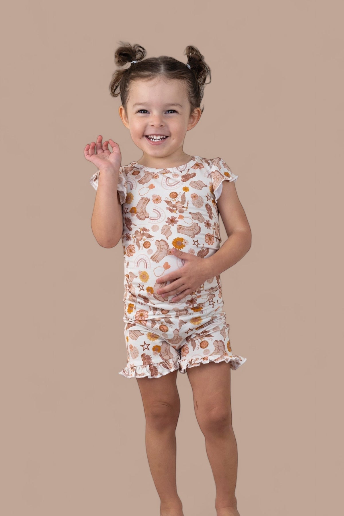 DREAM BIG LITTLE CO FLOWERS AND BOOTS DREAM RUFFLE SHORT SETEveretts Place