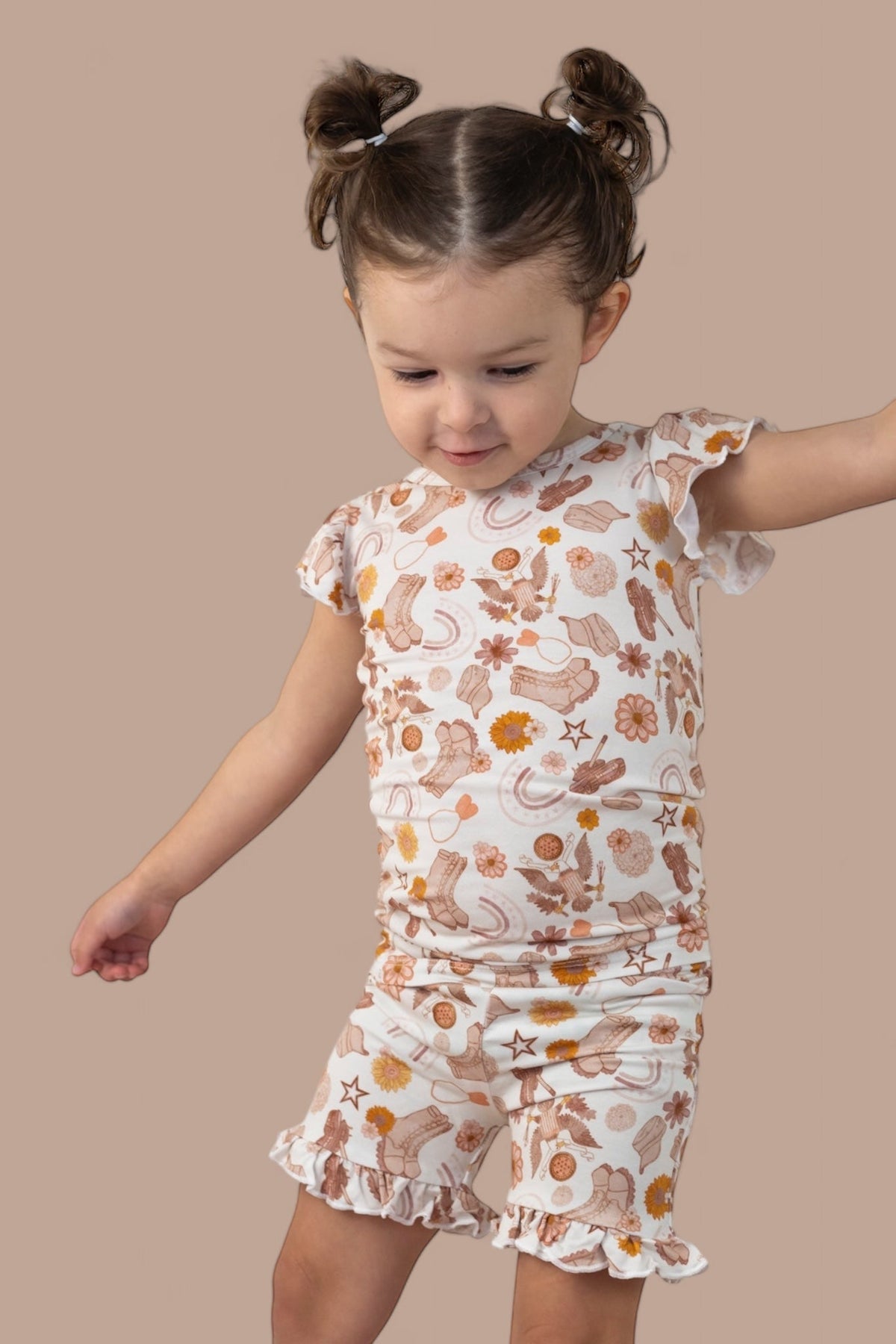 DREAM BIG LITTLE CO FLOWERS AND BOOTS DREAM RUFFLE SHORT SETEveretts Place