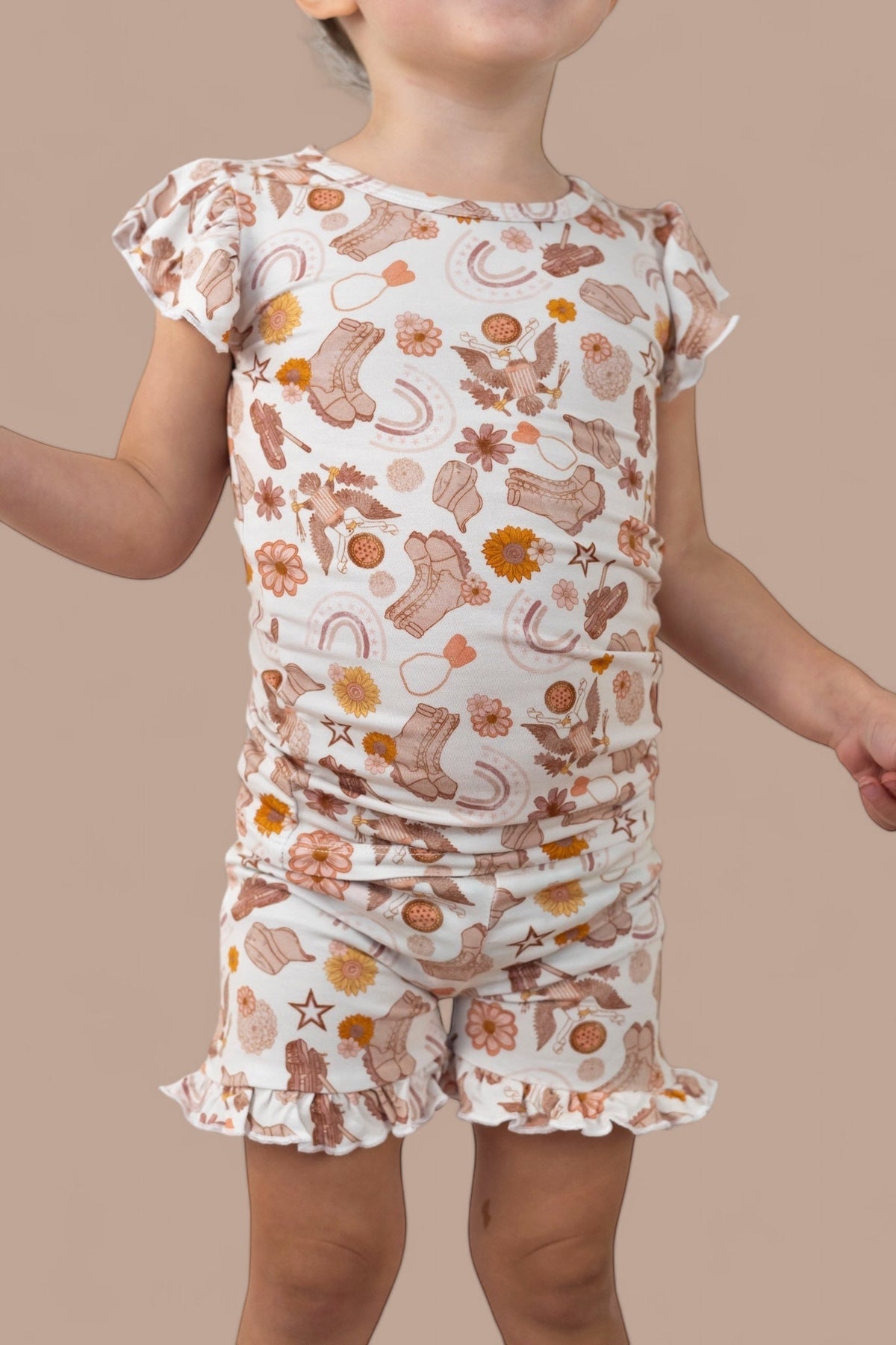 DREAM BIG LITTLE CO FLOWERS AND BOOTS DREAM RUFFLE SHORT SETEveretts Place