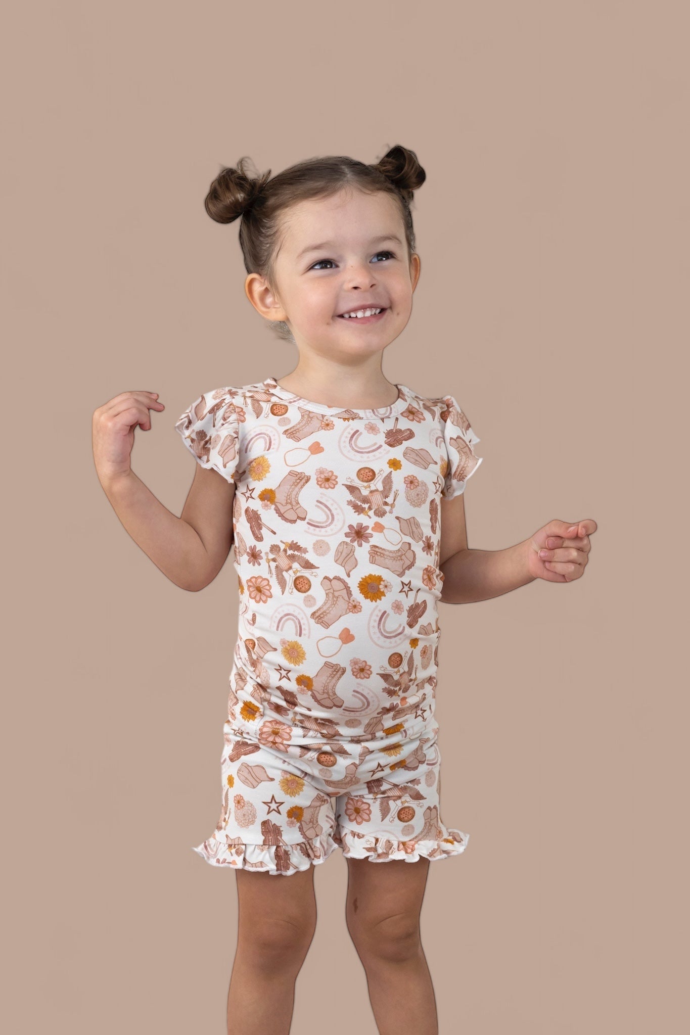 DREAM BIG LITTLE CO FLOWERS AND BOOTS DREAM RUFFLE SHORT SETEveretts Place