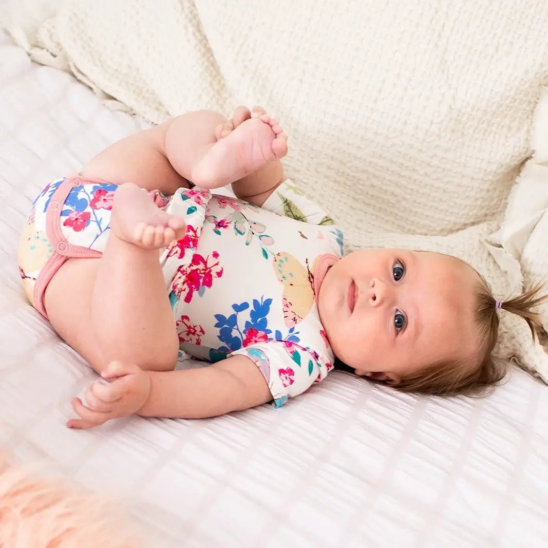 Bestaroo Flutter Babes Bamboo Baby Bodysuit Dress With Snap Closure - 