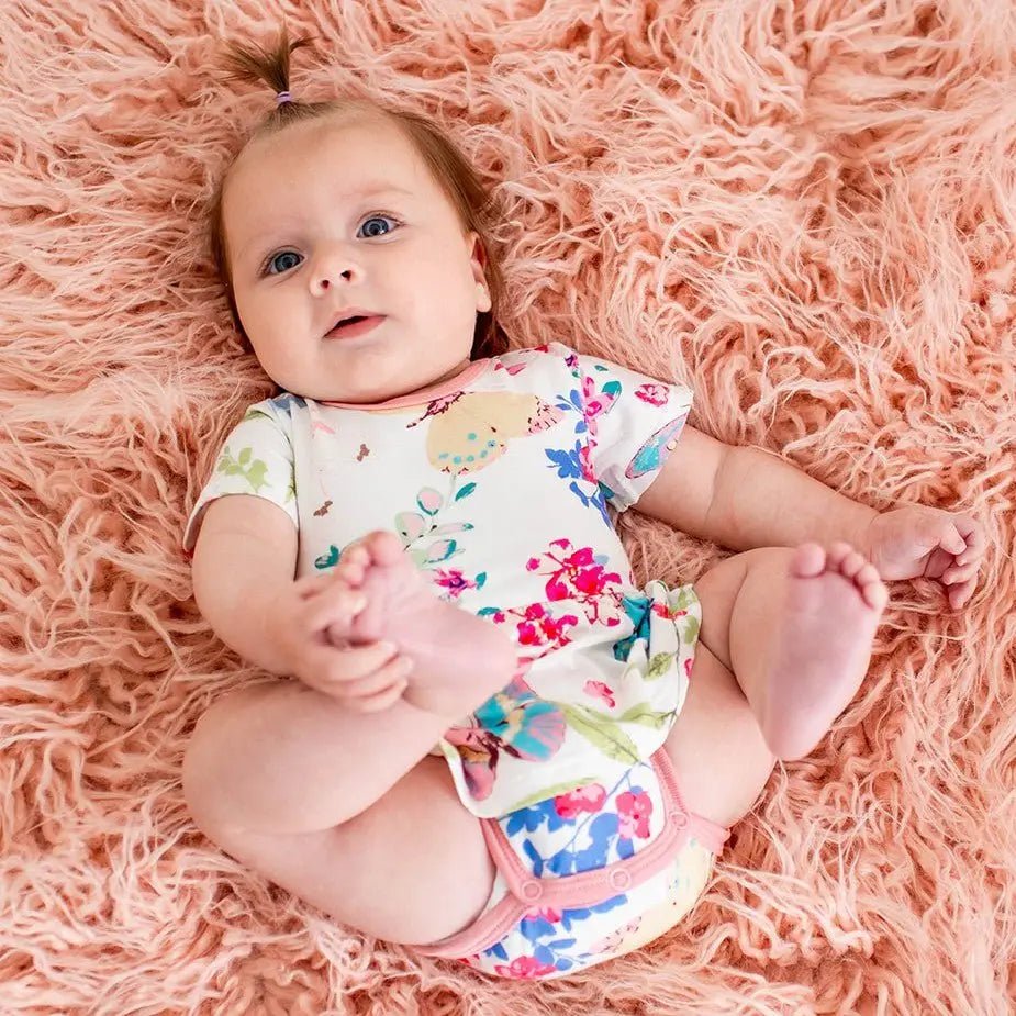 Bestaroo Flutter Babes Bamboo Baby Bodysuit Dress With Snap Closure - 