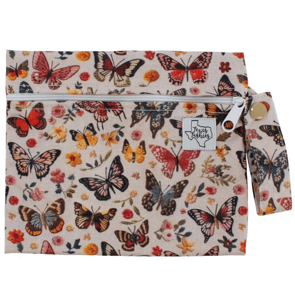 Texas Tushies Flutter Embroidery Mini Wet Bag with Handle for Parents on the Go - 