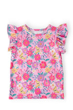 Fluttering Garden S/S Ruffle Tee - Pink, Floral design, Top, Dress | Everetts Place