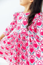 Mila & Rose ® Fluttering Hearts 3/4 Sleeve Ruffle Twirl Dress - 