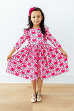 Mila & Rose ® Fluttering Hearts 3/4 Sleeve Ruffle Twirl Dress - 