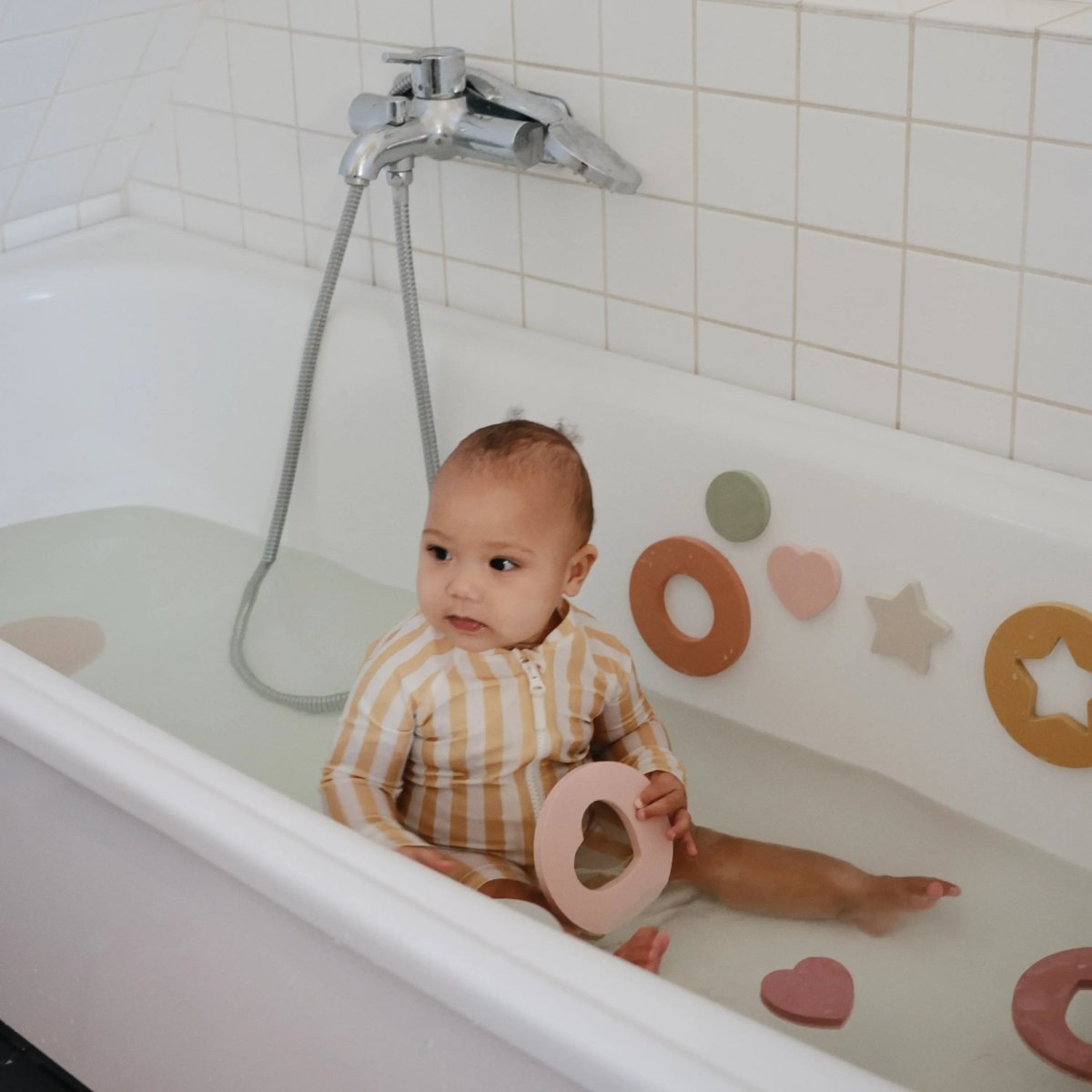 Mushie Foam Bath Puzzle Geometric Learning Toy for Kids - Everetts Place Boutique - 