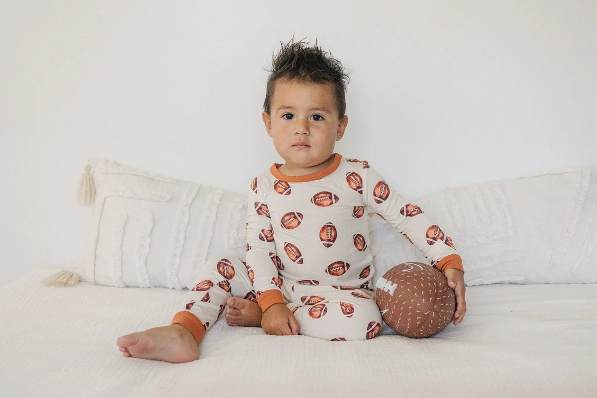 Little Joy Co. Football Print 2pc Bamboo Pajamas - 