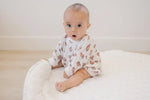 Little Joy Co. Football Print Bamboo Bubble Romper Unisex Baby Outfit - Everetts Place Boutique - 