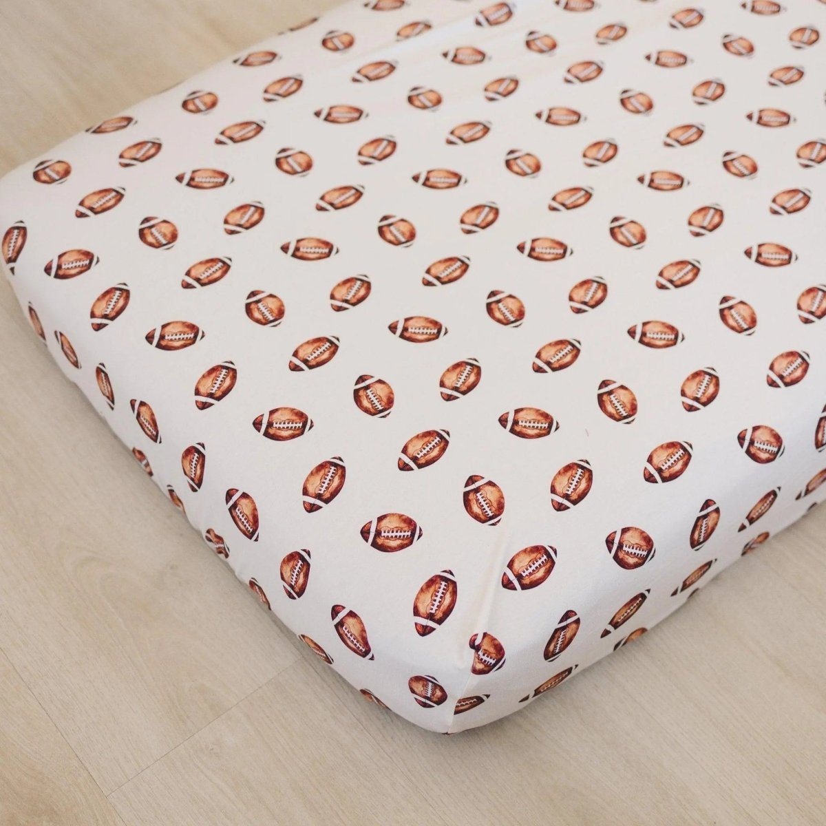 Little Joy Co. Football Print Bamboo Crib Sheet For Baby Nursery Decor Cozy - Everetts Place Boutique - 