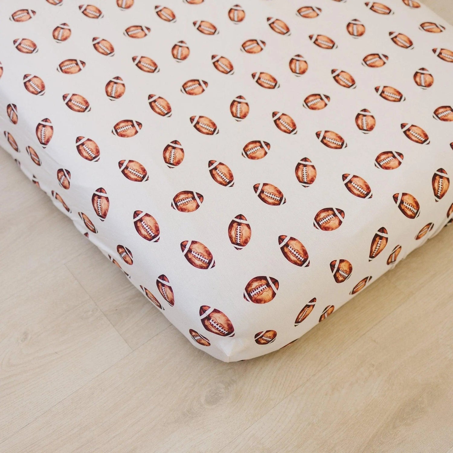 Football Print Bamboo Crib Sheet - Tie | Everetts Place
