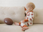 Little Joy Co. Football Print Bamboo Zipper Romper for Babies Soft - Everetts Place Boutique - 